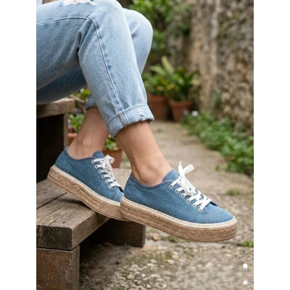 H&M Denim Espadrille Platform Sneakers EU 38 US 7.5
